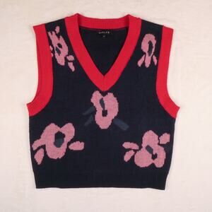 Banila B Knit Floral Sweater Vest US 4 Small Cottagecore Lagenlook Layering